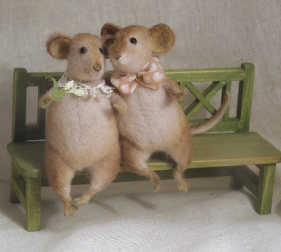 mice on a bench