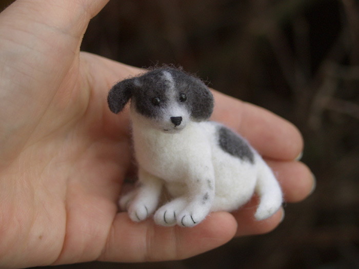 miniature needle felted dog
