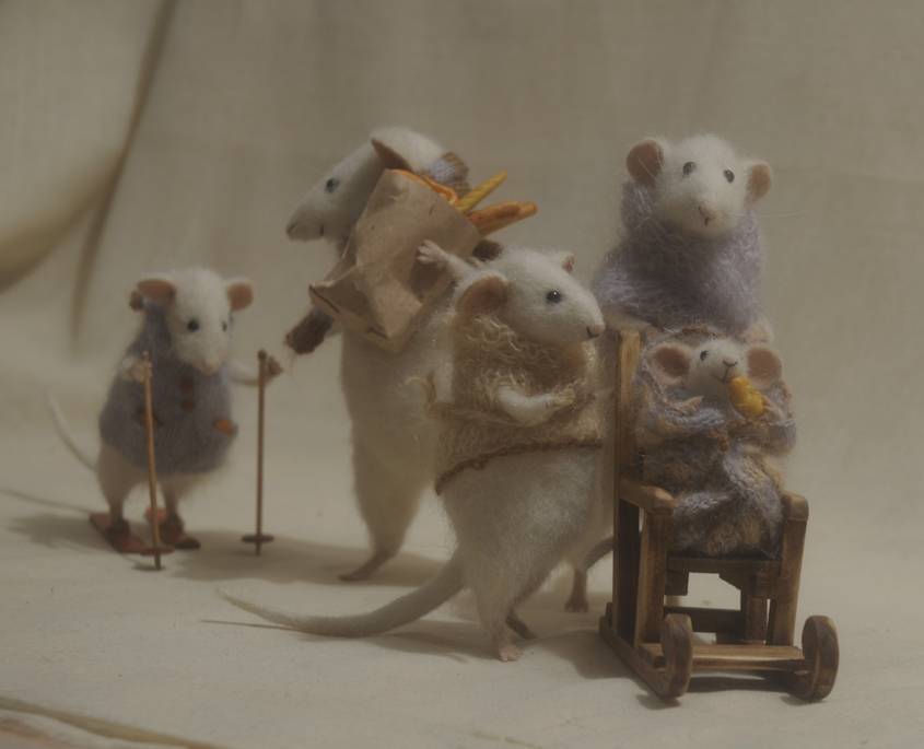 rat family on a walk