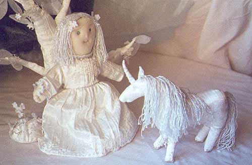 girl & unicorn cloth dolls