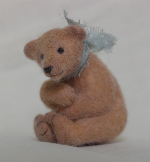 miniature needle-felted bear-cub