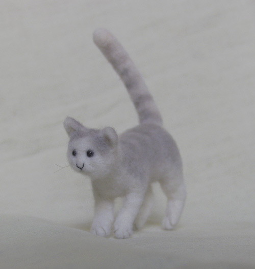 miniature needle-felted cat