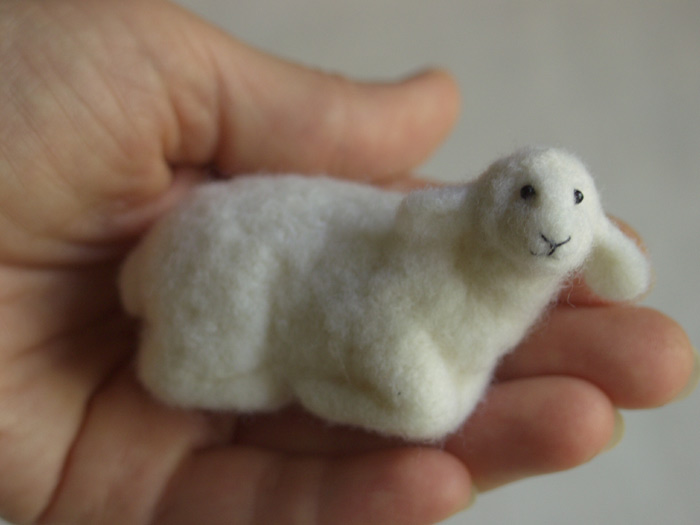 miniature needle-felted sheep